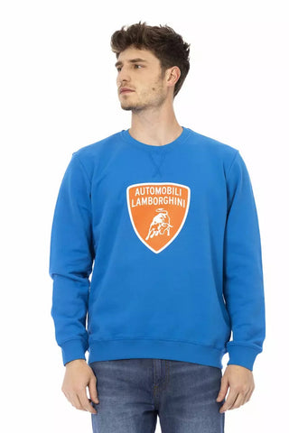 Blue Cotton Men Sweater Automobili Lamborghini