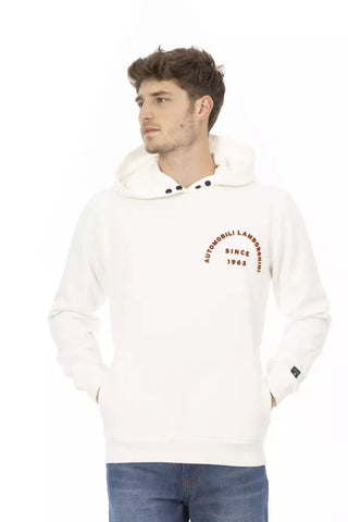 White Cotton Men Sweater with Pockets Automobili Lamborghini