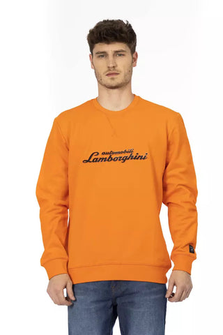 Orange Cotton Men Sweater Automobili Lamborghini
