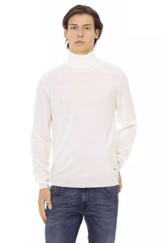White Fabric Men Sweater Baldinini Trend