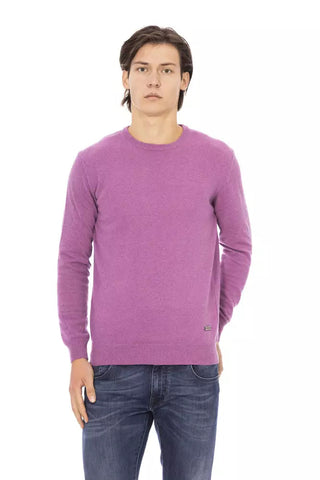 Purple Wool Men Sweater Baldinini Trend