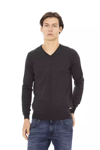 Gray Fabric Men Sweater Baldinini Trend