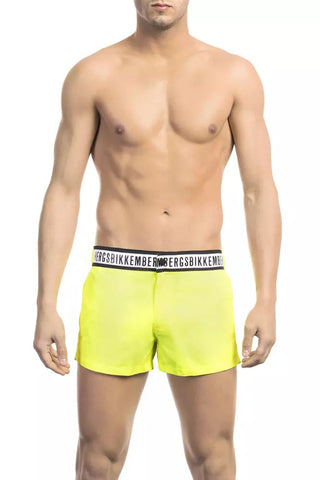 Yellow Polyamide Men Swim Short Bikkembergs