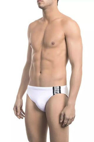 White Polyamide Men's Swimwear Bikkembergs