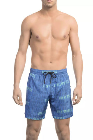 Blue Polyester Men Swim Short Bikkembergs
