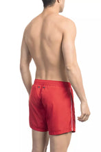 Red Polyester Men Swim Short Bikkembergs