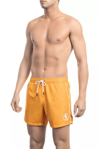 Orange Polyester Men Swim Short Bikkembergs