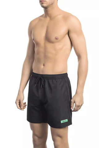 Black Polyester Men Swim Short Bikkembergs