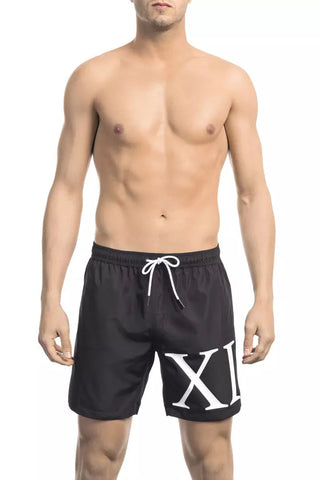 Black Polyester Men Swim Short Bikkembergs