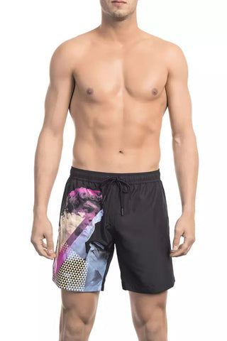 Black Polyester Men Swim Short Bikkembergs