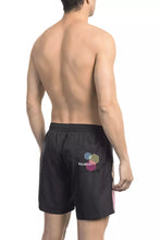 Black Polyester Men Swim Short Bikkembergs