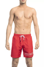 Red Polyester Men Swim Short Bikkembergs