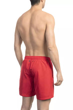 Red Polyester Men Swim Short Bikkembergs