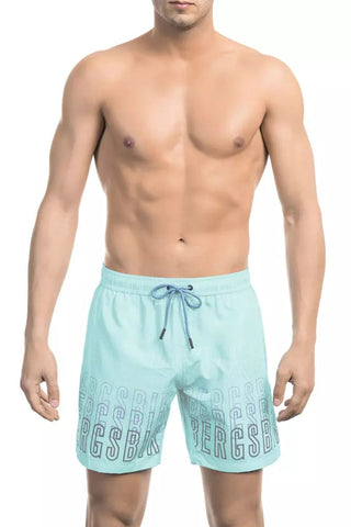 Light Blue Polyester Men Swim Short Bikkembergs