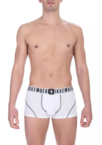 White Cotton Men's Trunk Underwear Bi-Pack Bikkembergs