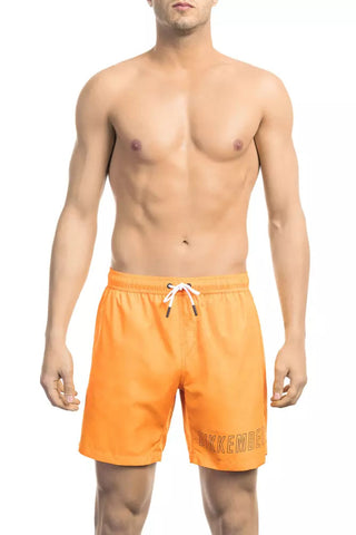 Orange Polyester Men's Swim Short Bikkembergs
