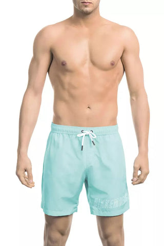 Light Blue Polyester Men Swim Short Bikkembergs