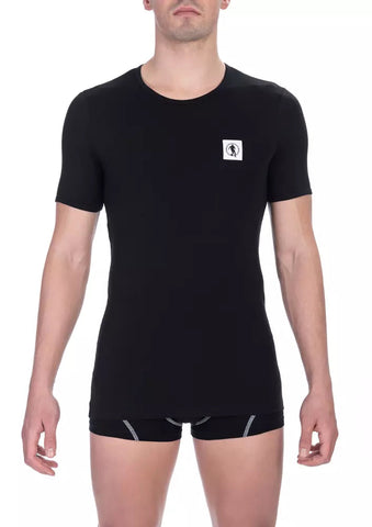 Black Cotton Men's T-Shirt Bikkembergs