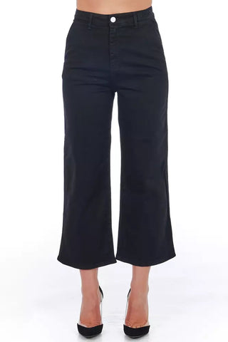 Black Cotton Women Cropped Trouser Frankie Morello