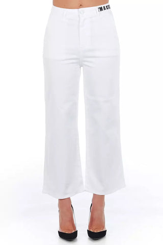 White Cotton Women Cropped Trouser Frankie Morello