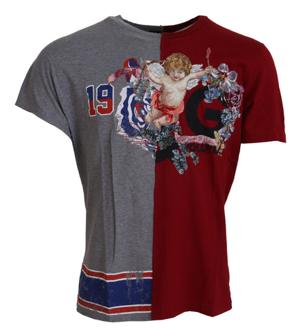 Red Gray Two Model DG Angel Crewneck  T-shirt Dolce & Gabbana