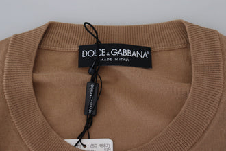 Beige Cashmere Crown Logo Pullover Sweater Dolce & Gabbana