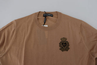 Beige Cashmere Crown Logo Pullover Sweater Dolce & Gabbana