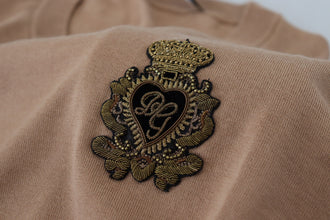 Beige Cashmere Crown Logo Pullover Sweater Dolce & Gabbana