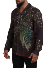 Bordeaux Ostrich Silk Satin Casual Mens Shirt Dolce & Gabbana