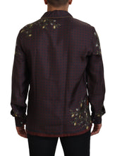 Bordeaux Ostrich Silk Satin Casual Mens Shirt Dolce & Gabbana