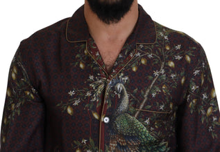Bordeaux Ostrich Silk Satin Casual Mens Shirt Dolce & Gabbana