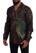 Bordeaux Ostrich Silk Satin Casual Mens Shirt Dolce & Gabbana