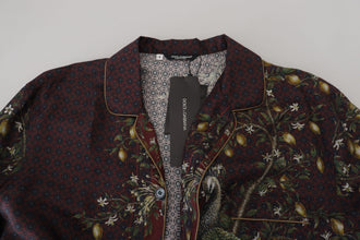 Bordeaux Ostrich Silk Satin Casual Mens Shirt Dolce & Gabbana