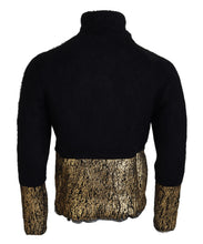 Black Gold Turtleneck Mohair Pullover Mens Sweater Dolce & Gabbana