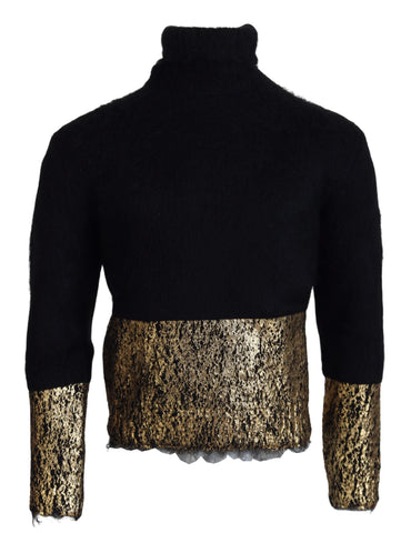 Black Gold Turtleneck Mohair Pullover Mens Sweater Dolce & Gabbana