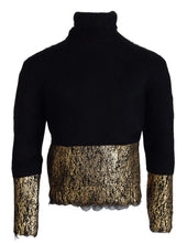 Black Gold Turtleneck Mohair Pullover Mens Sweater Dolce & Gabbana