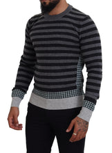 Black Gray Wool Logo Pullover Sweater Dolce & Gabbana