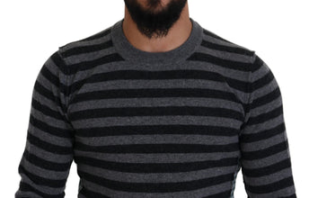 Black Gray Wool Logo Pullover Sweater Dolce & Gabbana
