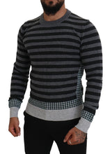 Black Gray Wool Logo Pullover Sweater Dolce & Gabbana