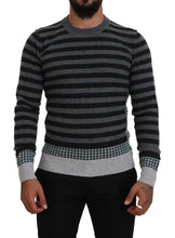 Black Gray Wool Logo Pullover Sweater Dolce & Gabbana