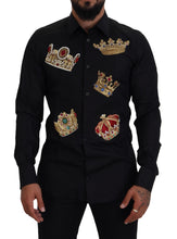 Black Gold Crown Slim Fit Dress Formal Shirt Dolce & Gabbana