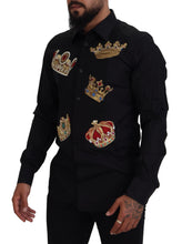 Black Gold Crown Slim Fit Dress Formal Shirt Dolce & Gabbana