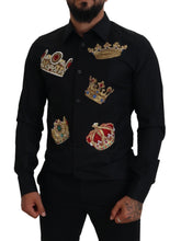 Black Gold Crown Slim Fit Dress Formal Shirt Dolce & Gabbana