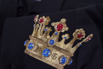 Black Gold Crown Slim Fit Dress Formal Shirt Dolce & Gabbana