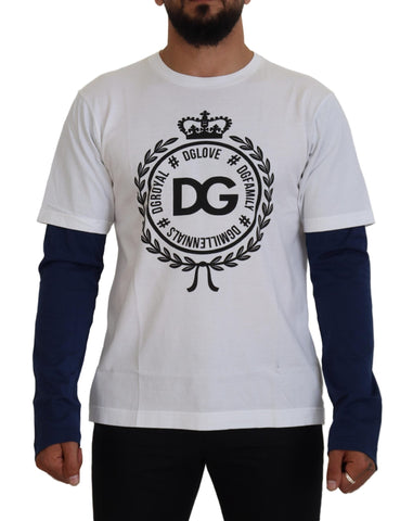 White Blue DG Crown Pullover Sweater Dolce & Gabbana