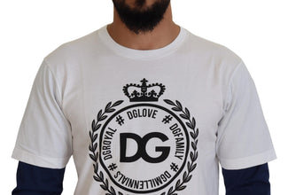 White Blue DG Crown Pullover Sweater Dolce & Gabbana