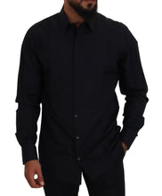 Black Gold Cotton Slim Fit Dress Mens Shirt Dolce & Gabbana