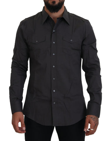 Gray SICILIA Slim Fit Stretch Dress Shirt Dolce & Gabbana