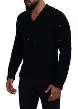 Black Wool V-neck Knitted Pullover Sweater Dolce & Gabbana