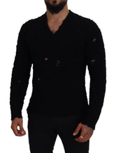 Black Wool V-neck Knitted Pullover Sweater Dolce & Gabbana